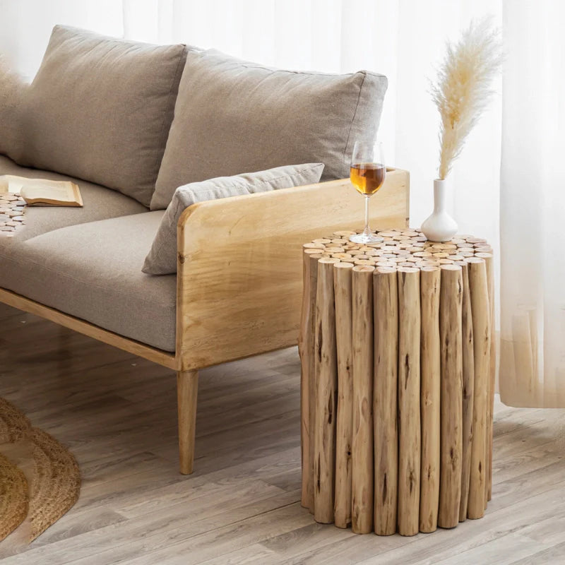 Wood Side Table in Natural Wood Color in complementing a beautiful interior