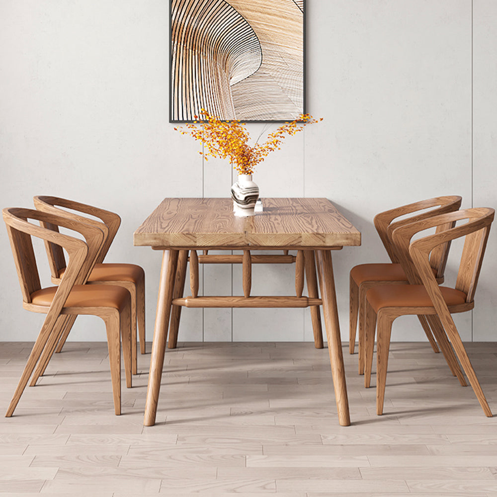 Wood Rectangle Dining Table with Dining Chairs showcasing its unique design and beautiful patchwork top