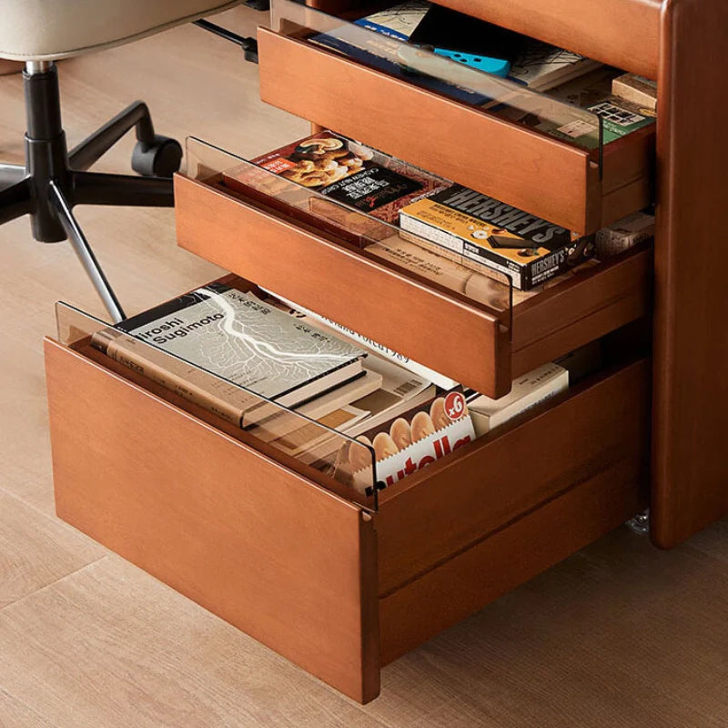 3 tier large drawer of mid century modern desk with ample storage space