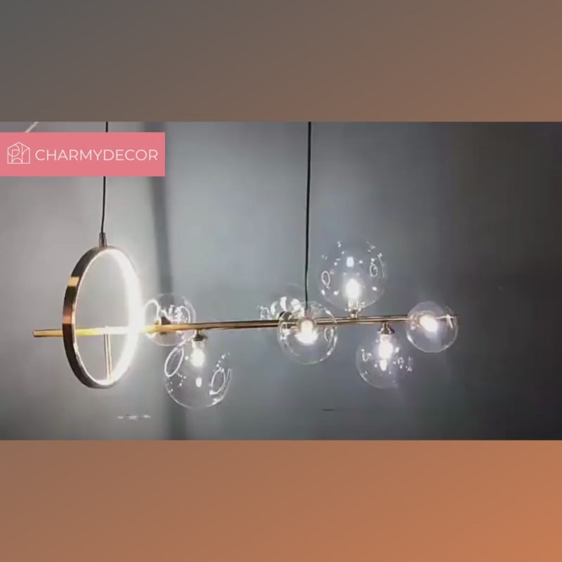 a kitchen island chandelier in a close-up view