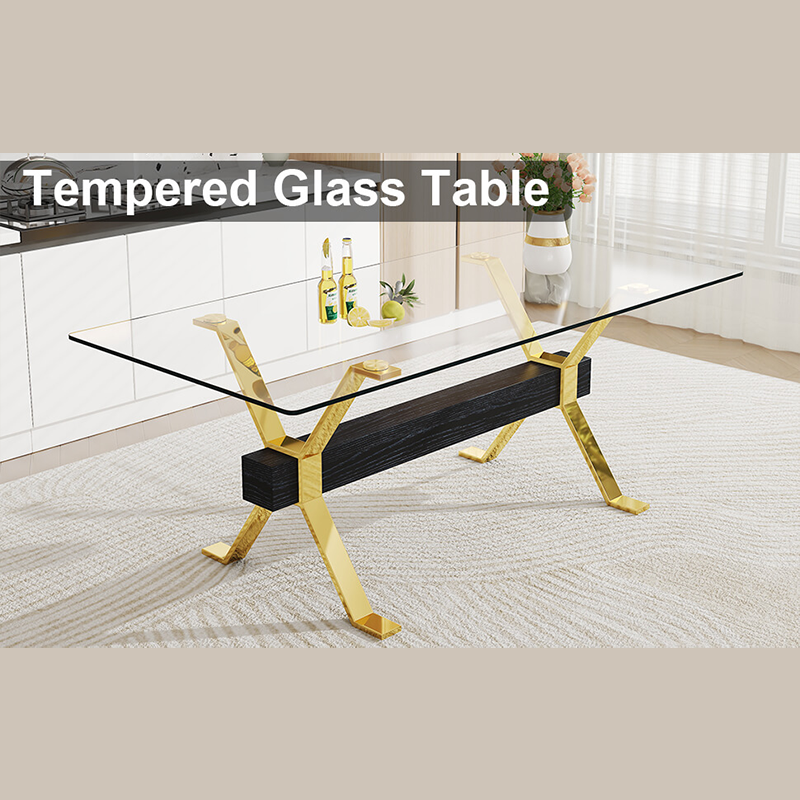 Modern Luxury Transparent Glass Dining Table