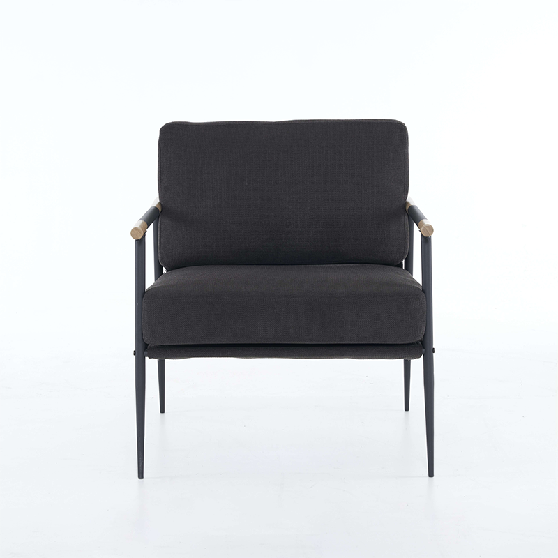 Black Chenille Leisure Lounge Arm Chair