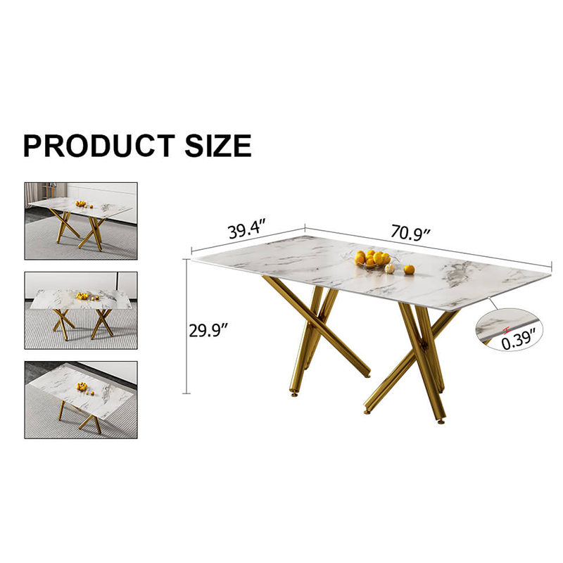 70.9" Modern White Rectangular Dining Table