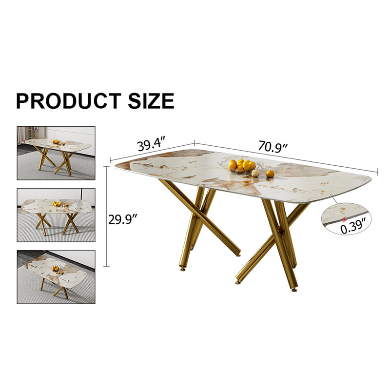 Modern Faux Marble Rectangular Dining Table