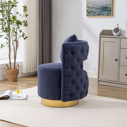 Curved Swivel Barrel Tufted Back Chair