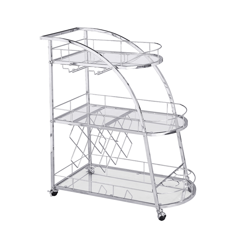 Silver Chrome Finish Mobile Bar Cart