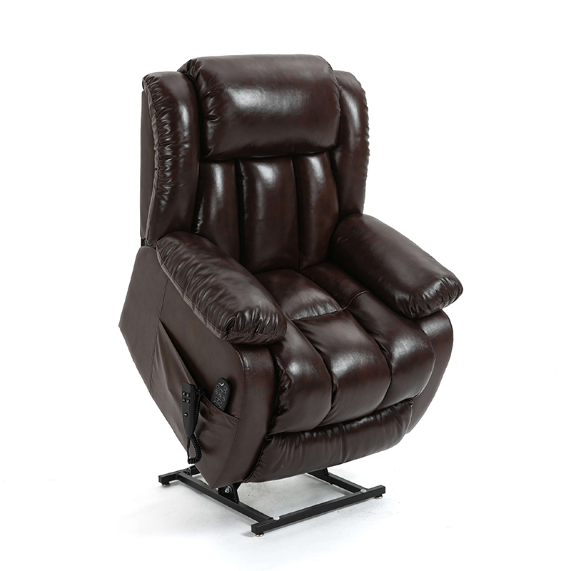 Brown Leather Power Lift Recliner Chair 