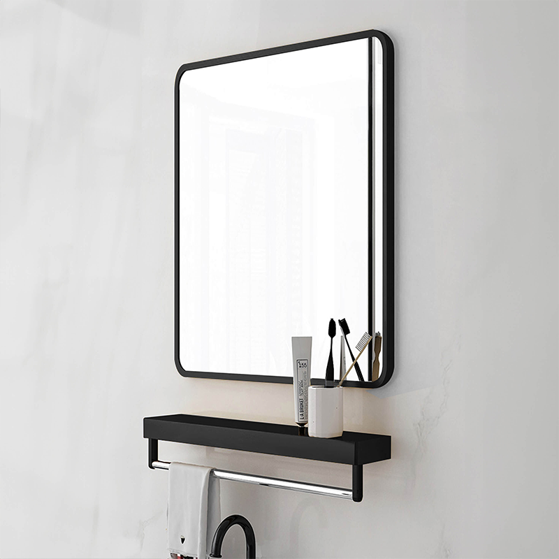 Black Aluminum Metal Framed Bathroom Mirror