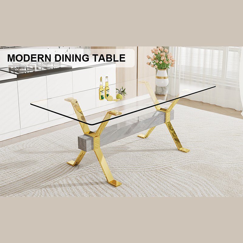 Modern Luxury Tempered Glass Dining Table