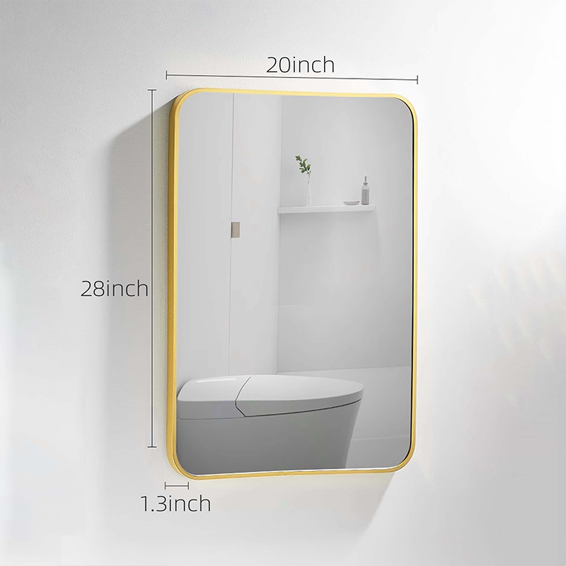 Gold Aluminum Metal Framed Bathroom Mirror