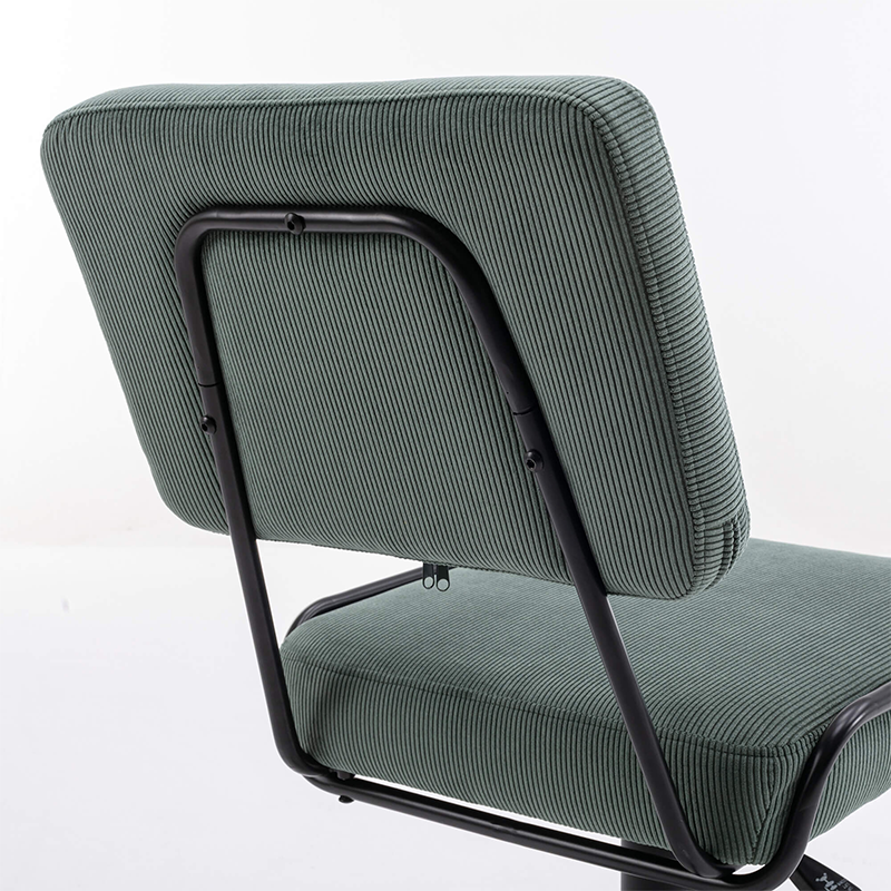 Upholstered Corduroy Armless Swivel Rolling Chair