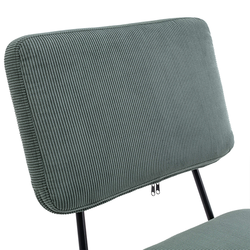 Upholstered Corduroy Armless Swivel Rolling Chair