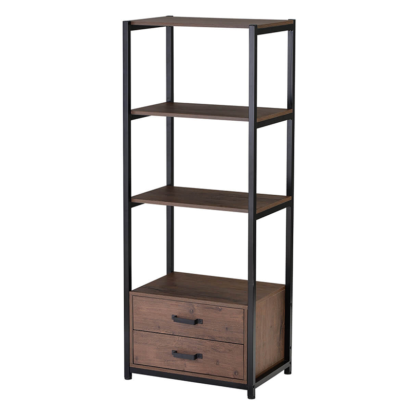 Simple Industrial Brown 4-Tier Bookshelf