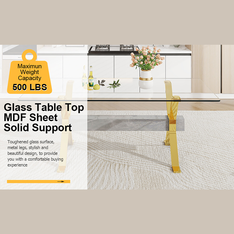 Modern Luxury Tempered Glass Dining Table