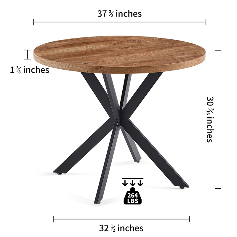 37.4" Round Minimalist Walnut Dining Table