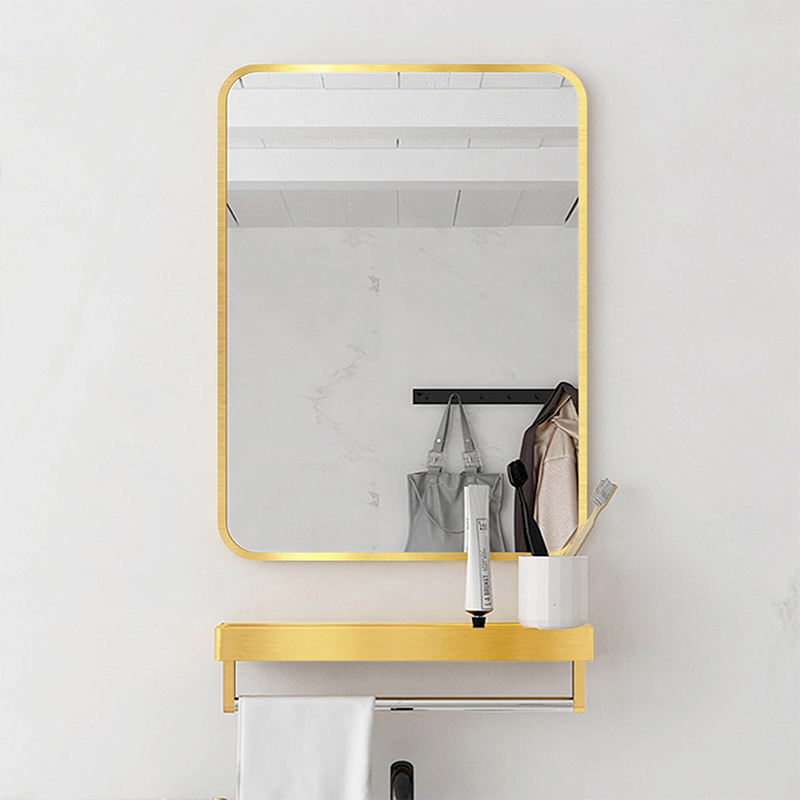 Golden Metal Framed Bathroom Mirror