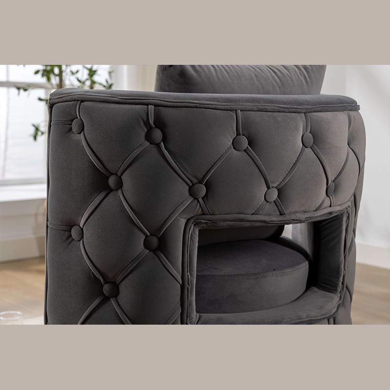 Gray Swivel Upholstered Accent Barrel Chair