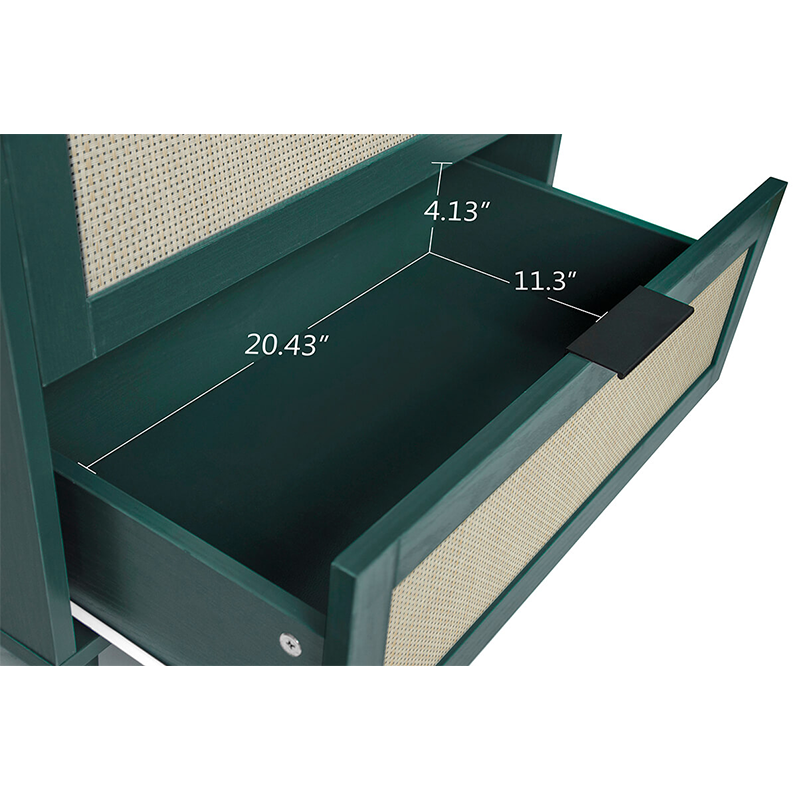 Dark Green Particle Board 3-Drawer Cabinet 