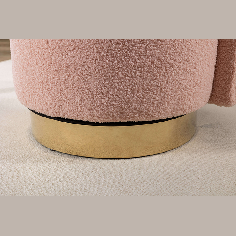 Wide Pink Upholstered Swivel Vanity Stool