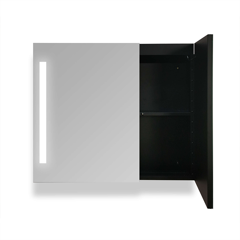 Black Medicine Cabinet Anti-Fog LED Mirror 