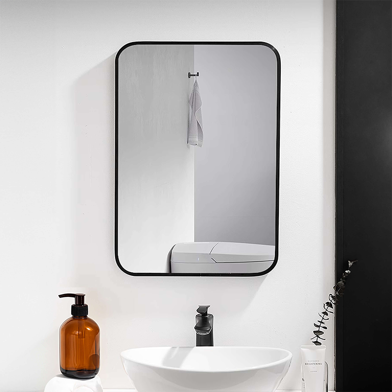 Black Aluminum Metal Framed Bathroom Mirror