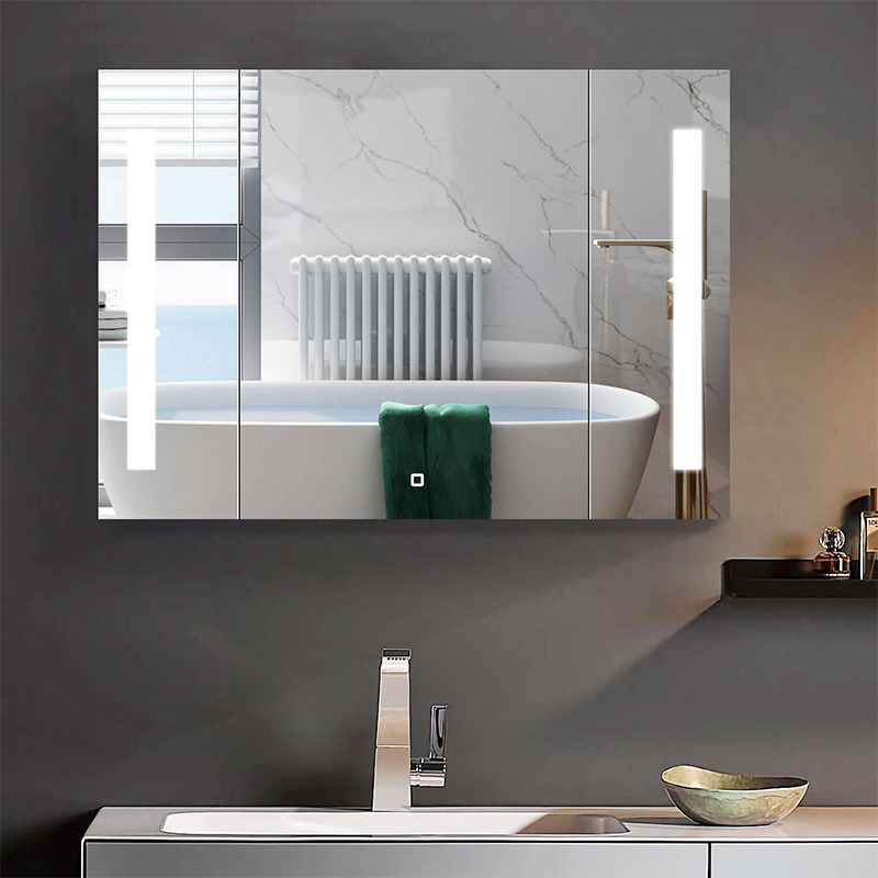 Black Aluminum Medicine Cabinet LED Mirror