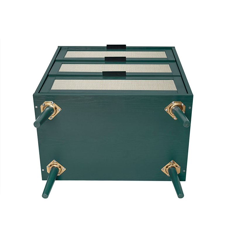 Dark Green Particle Board 3-Drawer Cabinet 