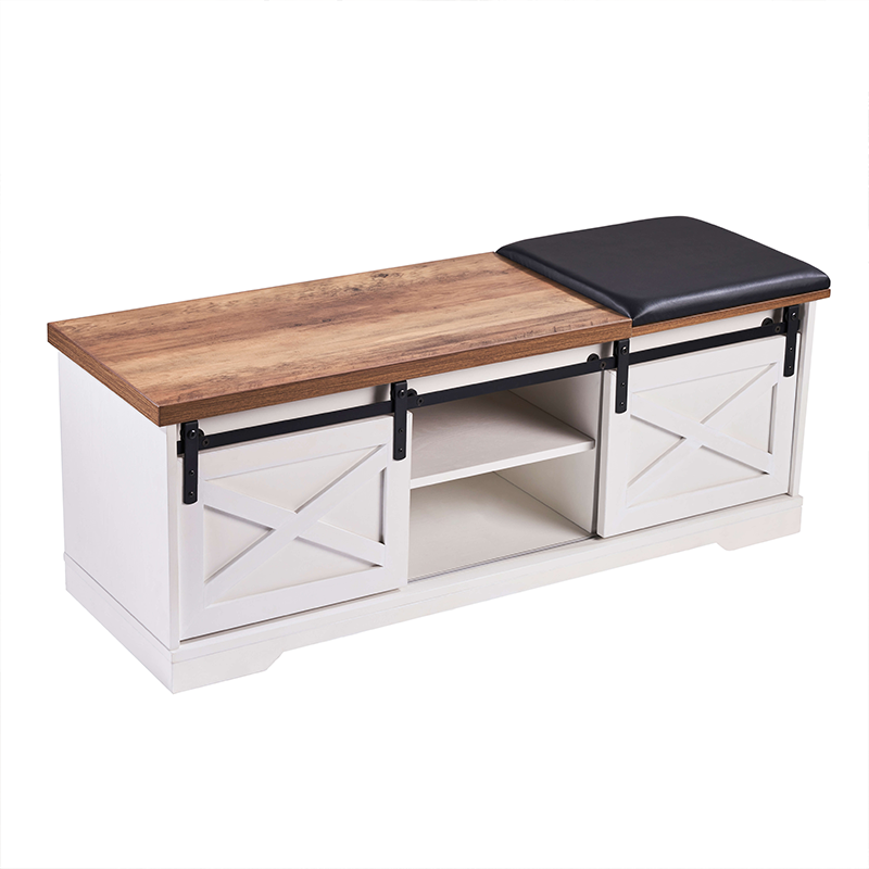 47" Modern Farmhouse Sliding Shoe Bench 