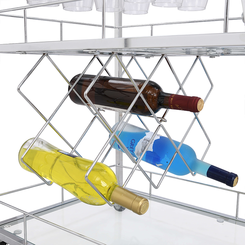 Silver Chrome Finish Mobile Bar Cart