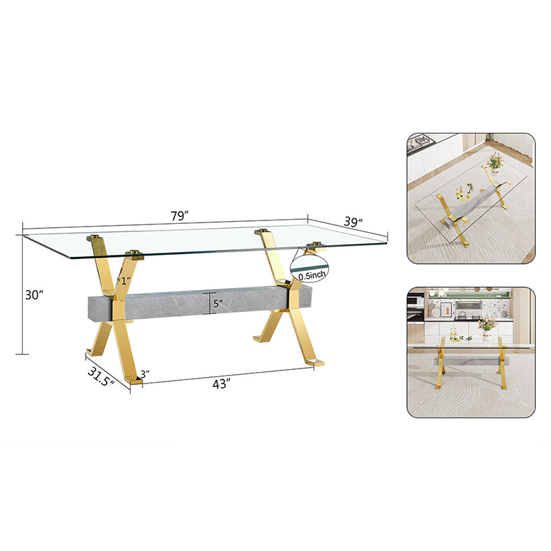 Modern Luxury Tempered Glass Dining Table