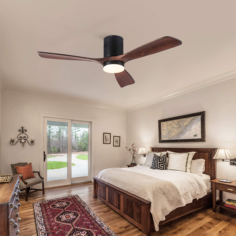 Wooden Blade Semi Flush Ceiling Fan