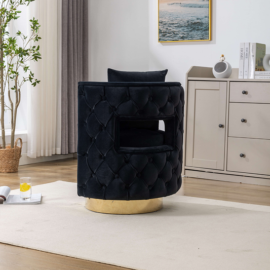 Curved Tufted Back Accent Vanity Stool