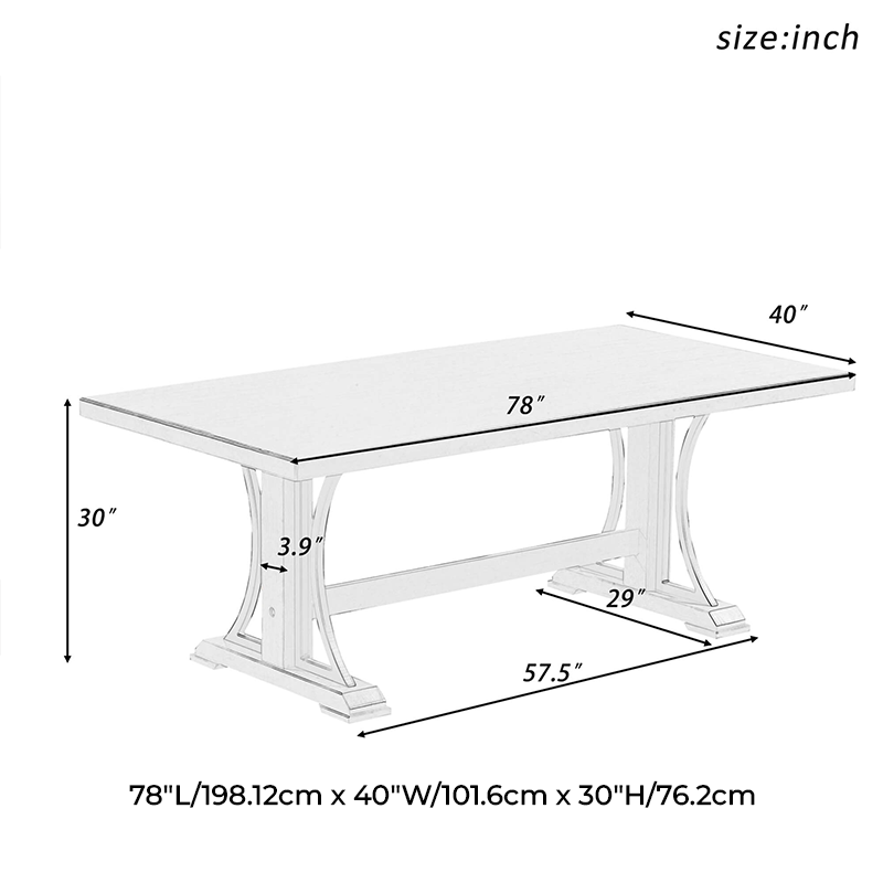 78" Gray Wood Rectangular Dining Table