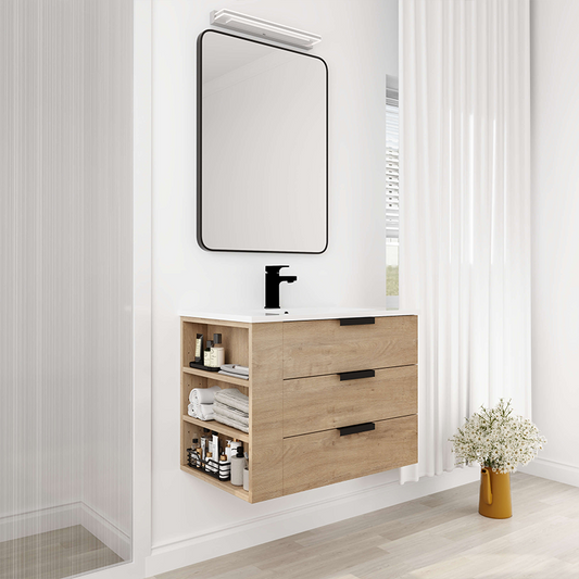 30" Wooden Wall Mounted Bathroom Vanity