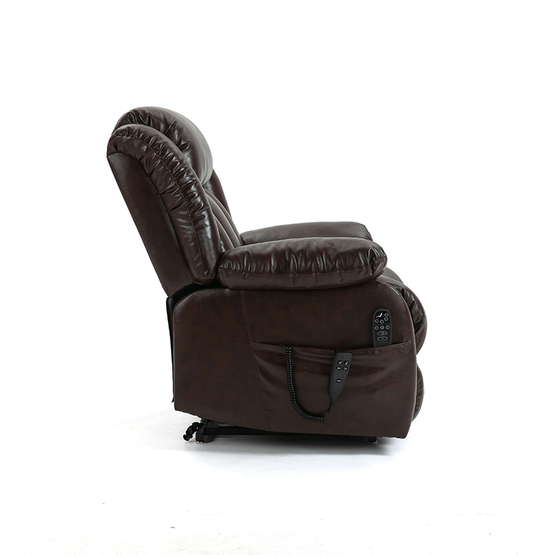 Brown Leather Power Lift Recliner Chair 