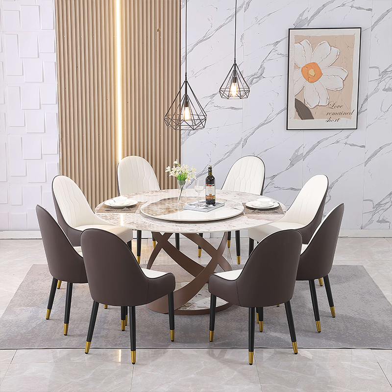 Beige & Yellow Pedestal Dining Table