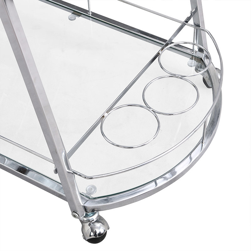 Silver Chrome Finish Mobile Bar Cart