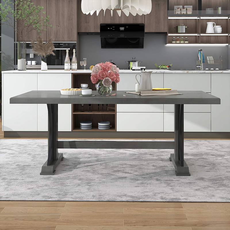 78" Gray Wood Rectangular Dining Table