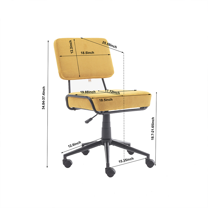 Adjustable Height Yellow Swivel Rolling Chair