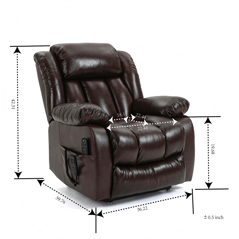 Brown Leather Power Lift Recliner Chair 