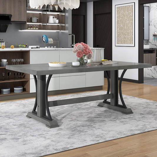 78" Gray Wood Rectangular Dining Table