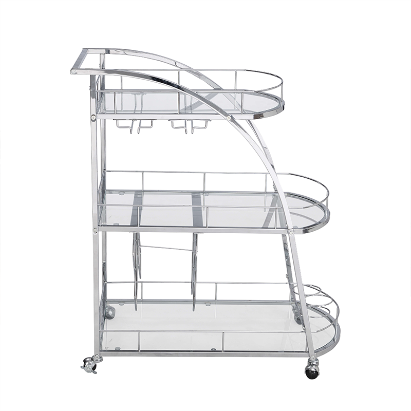 Silver Chrome Finish Mobile Bar Cart