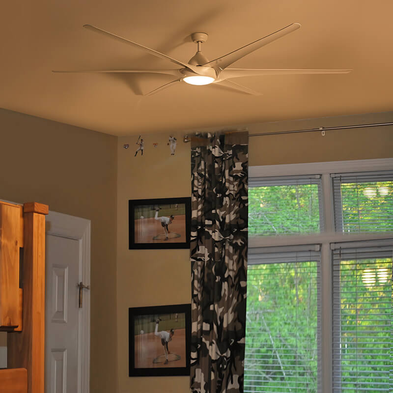 100" White 6-Blade Ceiling Fan with Light and Remote Control