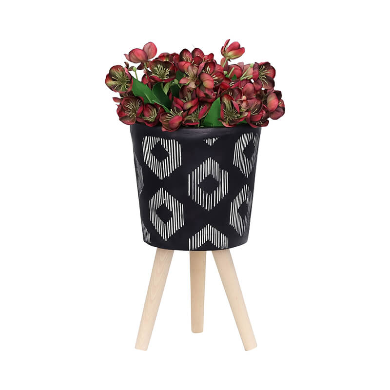 Diamond Design Planter With Wood Legs