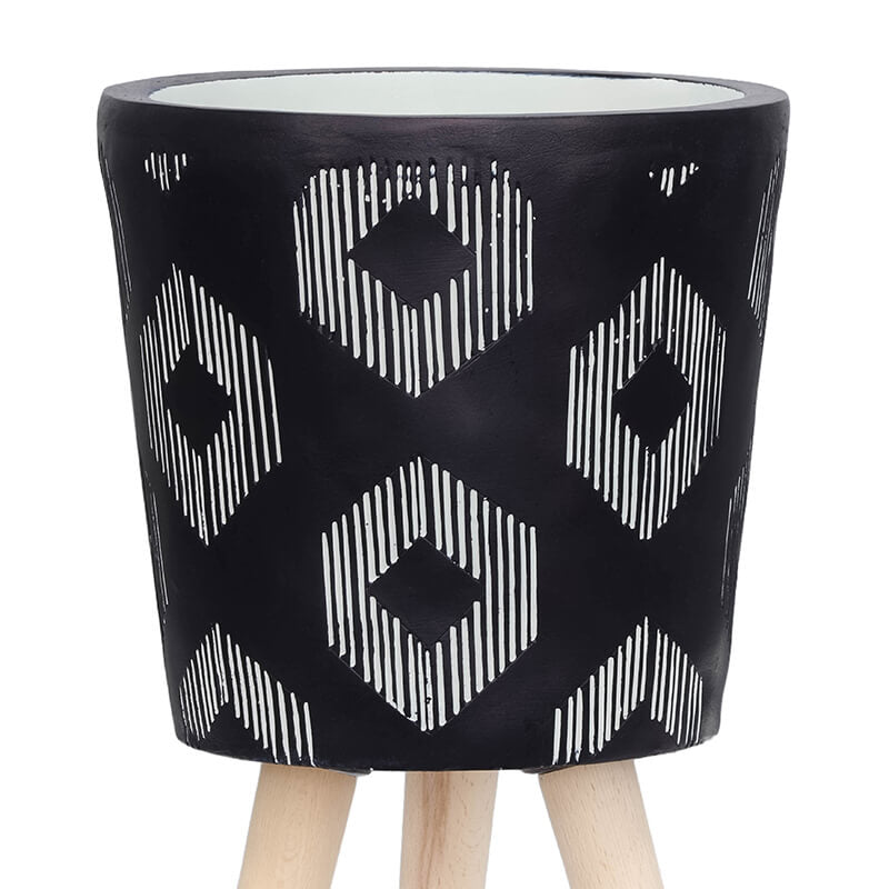 Diamond Design Planter With Wood Legs