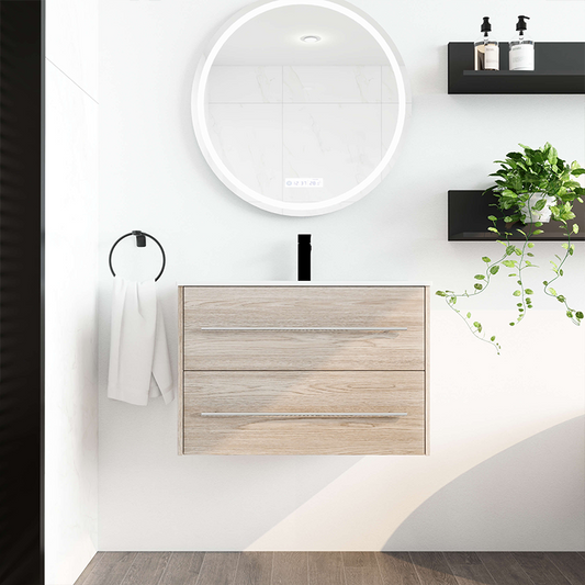 Oak Wooden Wall Mounted Bathroom Vanity