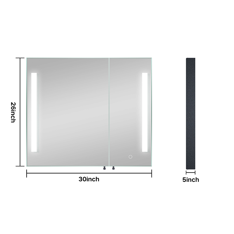 Black Medicine Cabinet Anti-Fog LED Mirror