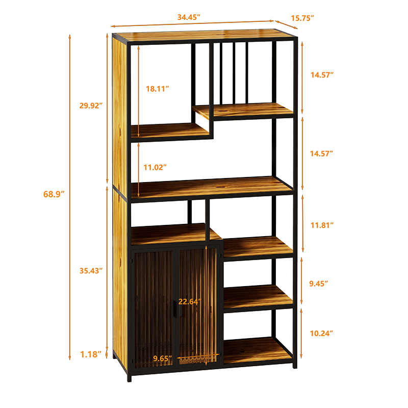 Multipurpose Metal & Wood Storage Bookshelf 