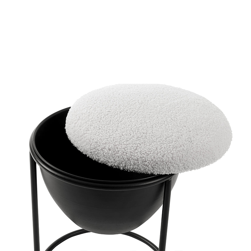 13.6" Modern Cream White Storage Footstool