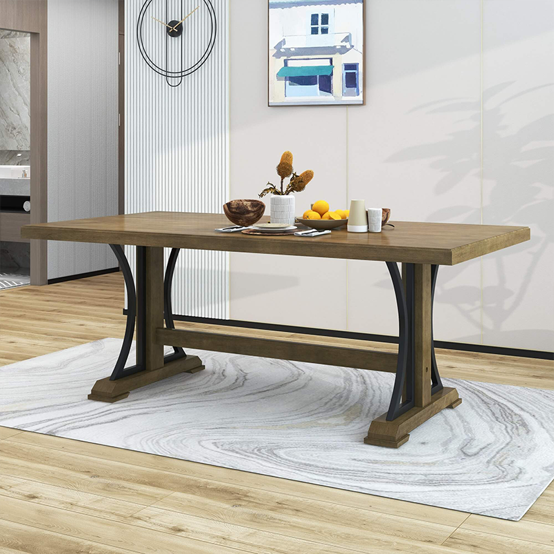 Natural Walnut Wood Rectangular Dining Table